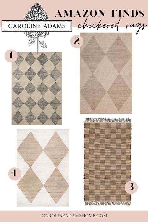 Washable Checkered Rug, Checkered Rug Entryway, Checkered Kitchen Rug, Diamond Checkered Rug, Diamond Rug Living Room, Diy Painted Jute Rug, Checkered Runner Rug, Painting Jute Rug Diy, 2023 Rug Trends