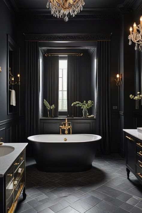 Moody Bathroom Tadelakt Plaster, Popular Bathroom Colors, Moody Bathroom, Black Bathroom Decor, Black White Bathrooms, Bathroom Accents, Latest Bathroom, Bathroom Color Schemes, Creative Bathroom