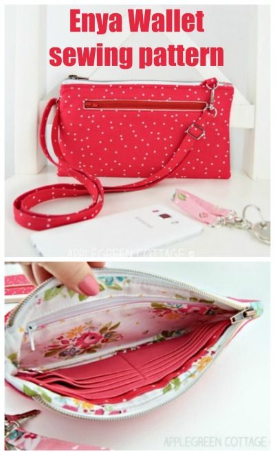 Enya Wallet sewing pattern. A wallet, wristlet and crossbody bag all in one pattern. A small bag pattern that is designed to carry your phone and all your essentials. An easy wallet wristlet bag to sew with a crossbody removable strap. #SewModernBags #WalletSewingPattern #SewAWallet #BagSewingPattern #SewABag #WristletSewingPattern #CrossbodyBagSewingPattern Homemade Purses, Small Bag Pattern, Diy Bags No Sew, Clutch Bag Pattern, Wallet Sewing Pattern, Sew Wallet, Purse Sewing Patterns, Bags Sewing, Simple Wallet