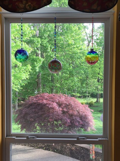 I purchased beads that coordinate with my witch balls to make these stringers. Then hung them from a tension rod. I love how they turned out. Turf House, Witch Balls, Bead Curtains, Witch Ball, Hanging Witch, Earth Mother, Wise Woman, Tension Rod, Glass Balls