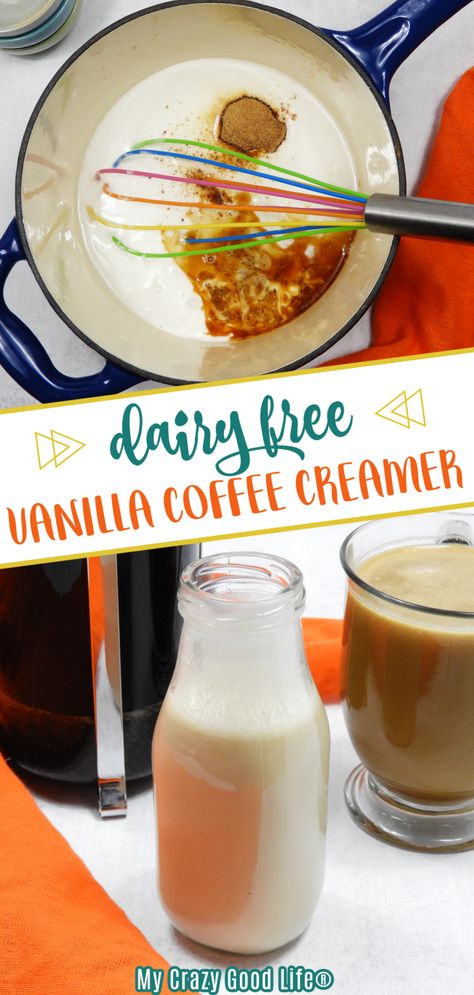 This is an easy and healthy dairy free vanilla coffee creamer that will change the way you drink coffee! Almond milk, oat milk, and soy creamers, while lactose free and plant based, are still lacking in nutrition and flavor. I’ve been on a mission to to create a plant based coffee creamer that had all the flavor of store bought, but with clean ingredients. I think this Vanilla Vegan Creamer fits the bill. Paleo Coffee Creamer, Almond Milk Creamer, Vegan Coffee Creamer, Healthy Coffee Creamer, Dairy Free Coffee Creamer, Non Dairy Coffee Creamer, Dairy Free Creamer, Coconut Milk Coffee, Dairy Free Coffee