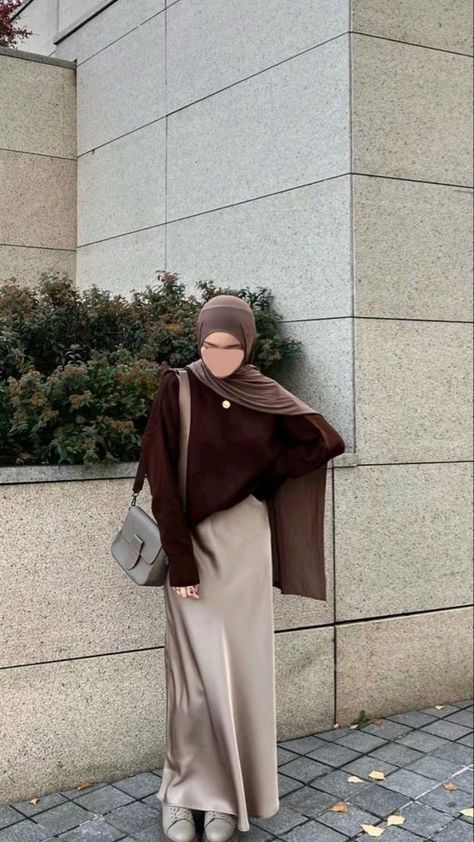 #fashion#outfits#brown#ootd#style#outfitoftheday#hijab Muslim Women Outfits, Modest Skirt Outfits Muslim, Skirt Modest Outfits, Hijab Skirt Outfit, Fashion Aesthetics Types, Hijabi Skirt Outfits, Skirt Hijab Outfit, Outfit Muslim, Modest Outfits Muslim