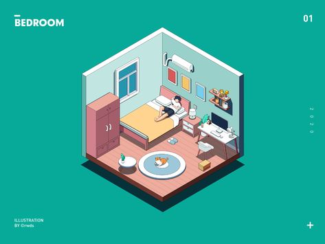 Interior Concept Art, Bedroom Illustration, What Is An Artist, Isometric Art, Isometric Design, Isometric Illustration, Illustrated Map, Flat Illustration, Artwork Design