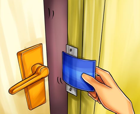 #Prepper - wikiHow to Open a Door with a Credit Card -- via wikiHow.com Credit Card Tips, Emergency Preparedness Items, Locked Door, Credit Card Hacks, Doomsday Prepping, Credit Card Debt, Tactical Survival, Disaster Preparedness, Door Makeover