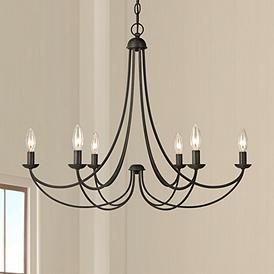 Quoizel Mirren 28" Wide Imperial Bronze 6-Light Chandelier Retirement Decor, Chandelier Entryway, Transitional Lighting, Dining Chandelier, Iron Chandelier, Casual Dining Rooms, Bronze Chandelier, Chandelier Lighting Fixtures, Iron Chandeliers