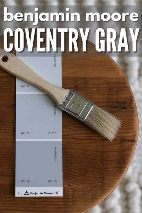 Moody Gray Paint, Coventry Gray Benjamin Moore, Benjamin Moore Coventry Gray, Perfect Grey Paint, Coventry Gray, Benjamin Moore Gray, Real Homes, Gray Paint, Space Painting