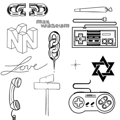 Max Wuseum Tattoo Flash #001 #nintendo #n64 #joint #controller #starofdavid #chains #streetsign Nintendo Flash Tattoo, N64 Tattoo, Super Nintendo Controller, Nintendo Tattoo, Nintendo Controller, Dark Art Tattoo, Street Sign, Tattoo Flash, Super Nintendo