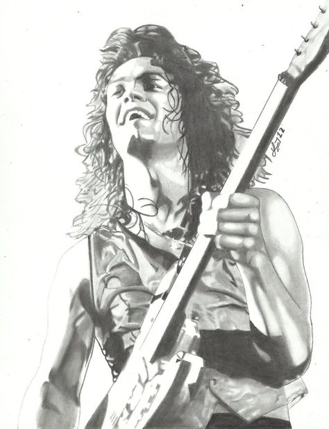 EDDIE VAN HALEN Musician Portraits, Musician Art, Rock N Roll Art, Funny Caricatures, Star Painting, Rock Of Ages, Eddie Van Halen, Music Artwork, Magical Art