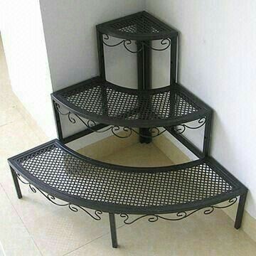 Outdoor Metal Plant Stands, Corner Plant Stand, Iron Plant Stand, Corner Plant, Wrought Iron Decor, Garden Shelves, Terrace Decor, Metal Plant Stand, Metal Furniture Design