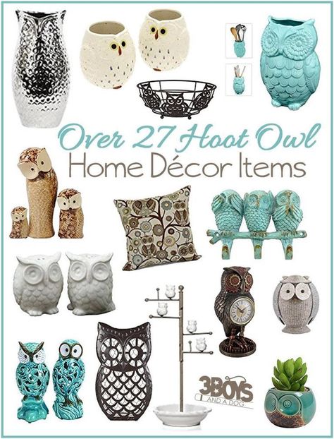 Owl Decor For Home, Owls Decor, Owl Kitchen, Owl Home Decor, Home Decor Pieces, Farmhouse Side Table, Teal Accents, Cute Dorm Rooms, Hoot Owl