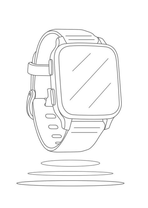 Digital Smart Hand wrist watch Square design outline drawing vector illustration editable sketch of a smart watch on a white background, vector illustration Smart Watch Drawing, Watch Drawing Sketches, Hand Watch Drawing, Wrist Watch Drawing, Watches Illustration, Latest Traditional Dresses, Watch Sketch, Design Outline, Watch Drawing