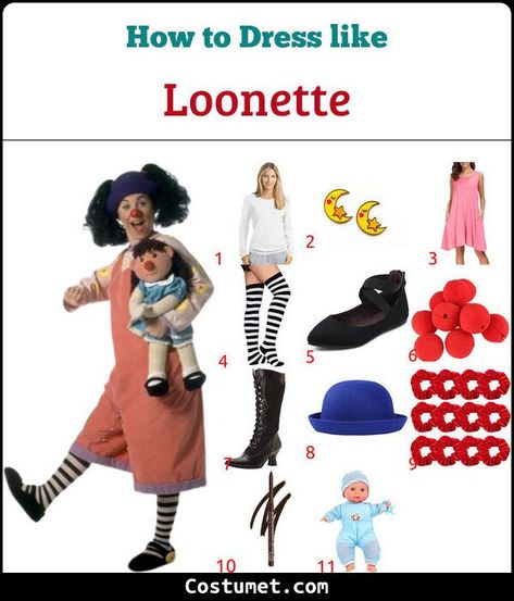 Loonette's Costume from The Big Comfy Couch for Cosplay & Halloween 2022 Luna Big Comfy Couch Costume, Loonette The Clown Costume Diy, Loonette Costume, Loonette The Clown Costume, Big Comfy Couch Costume, Comfy Halloween Costumes, Clown Costume Diy, Strawberry Shortcake Halloween Costume, Work Appropriate Halloween Costumes