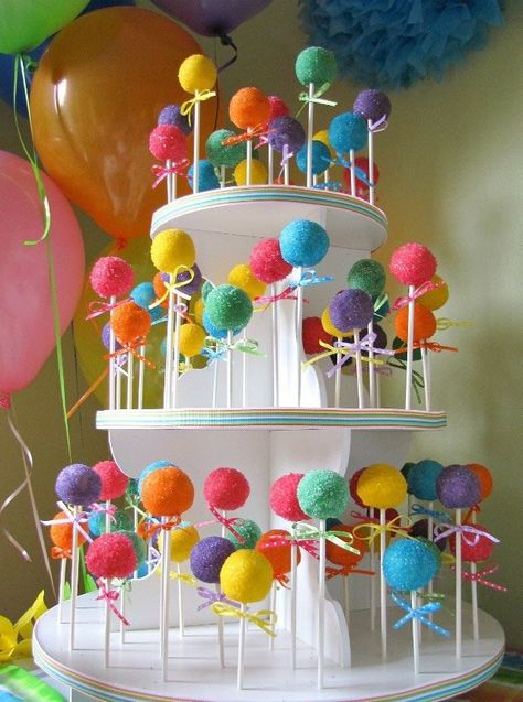 Artist Party Ideas, Diy House Decor, Push Up Pops, Cake Pop Displays, Lollipop Cake, Ideas Cupcakes, Pop Book, Cake Pop Stands, Rainbow Theme Party