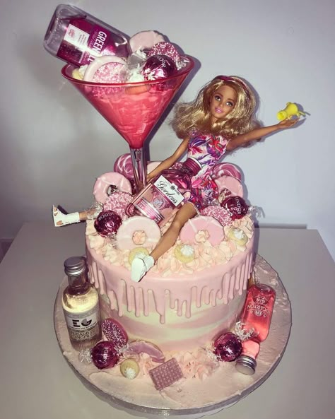 Drunk Barbie Cake, 21st Bday Cake, Birthday Cake Quotes, 40 Cake, Poker Cake, 19th Birthday Cakes, Alcohol Cake, Barbie Birthday Cake, 18th Cake