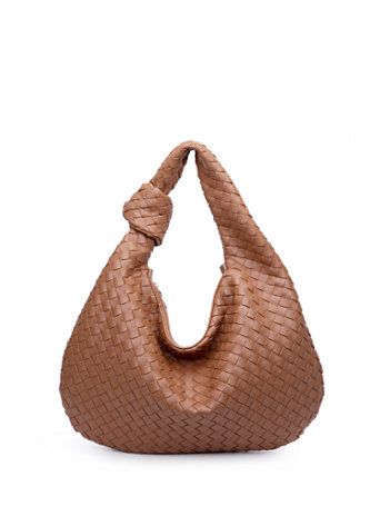 Shop Faux-Leather Woven Hobo Bag - Urban Expressions. Find your perfect size online at the best price at New York & Company. Slouchy Hobo Bag, Leather Weaving, Petite Fashion, Peta, Hand Bag, Hobo Bag, Knot, Faux Leather, Finding Yourself