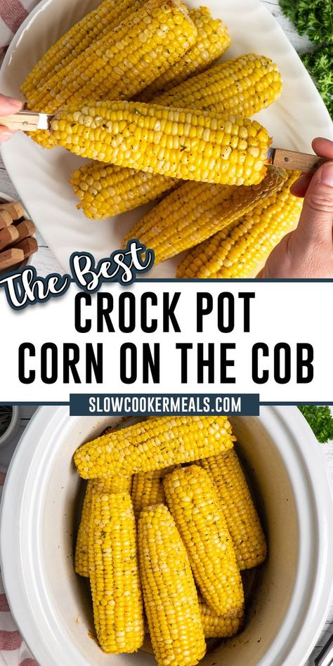 Corn on the cob in a crock pot. Crockpot Corn On Cob, Cooking Corn On Cob, Corn On The Con, Slow Cooker Corn, Crockpot Veggies, Crock Pot Corn, Corn On The Cob Recipe, Crock Pot Vegetables, Corn Recipes Side Dishes