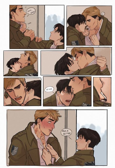 Eruri Fanart Cute, Erwin Smith Drawing, Arching Back Reference, Levi X Edwin, Eruri Comic, Jean X Eren, Eruri Fanart, Aot Manga, Levi And Erwin