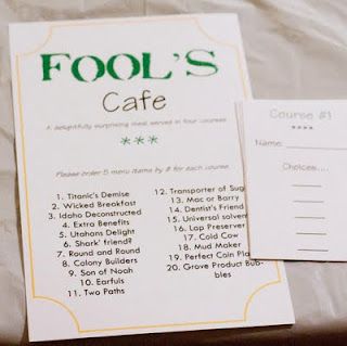 I'm so doing this for April Fool's Day dinner. This looks like fun... hope my kiddos don't see it on here :) April Fools Food, Recipes Supper, Free Printable Menu, Mystery Dinner Party, Fun Dinner, April Fools Pranks, Menu Food, Mystery Dinner, Printable Menu