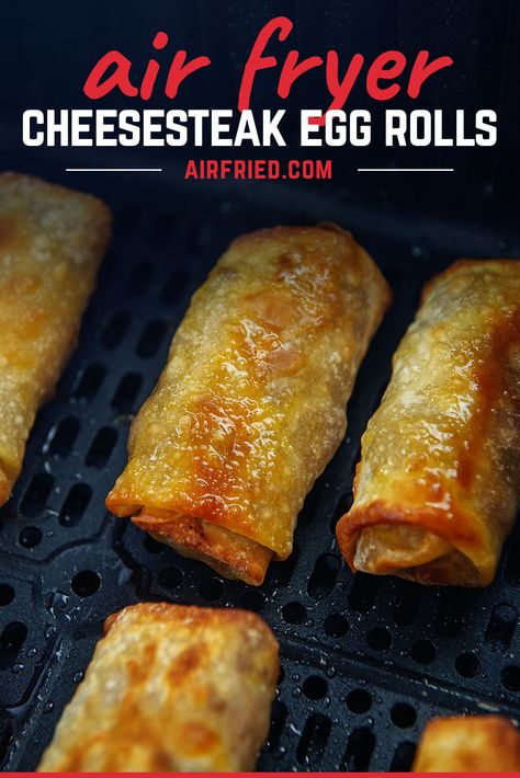 Egg Rolls Recipe Air Fryer, Air Fryer Philly Cheesesteak, Deep Fried Egg Rolls, Fried Egg Rolls, Philly Cheesesteak Egg Rolls, Deep Fried Egg, Egg Roll Filling, Air Fryer Steak, Asian Dinners