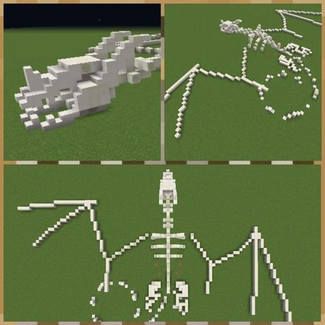 Bone Template, Build A Dragon, Minecraft Kale, Minecraft Skeleton, Construction Minecraft, Dragon Skeleton, Minecraft Kingdom, Minecraft Statues, Minecraft Structures