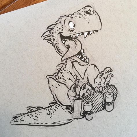 Hope your Monday is #radical. Another skateboarding dinosaur as suggested by @videogamebear . #dinosaur #dino #cartoon #animation #sketchbook #breaksketch #skateboardingdinosaur Dino Cartoon, Jurassic Park Tattoo, Dinosaur Tattoos, Arte Doodle, Dinosaur Images, Dinosaur Drawing, Dragon Sketch, Cartoon Animation, Cartoon Dinosaur