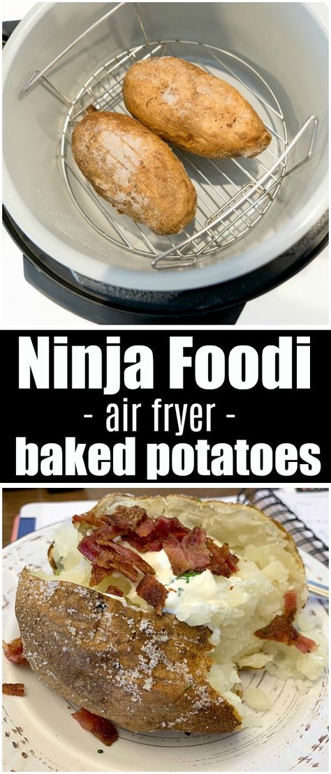 Air Fryer Potatoes, Ninja Cooking System Recipes, Air Fryer Baked Potato, Ninja Recipes, Air Fryer Dinner Recipes, Instant Pot Dinner Recipes, Air Fryer Recipes Easy, Ninja Foodi, Air Fryer Recipes Healthy