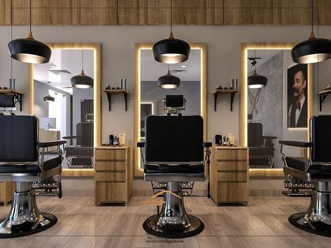 Barber Shop Modern Design, Mens Saloon Interior, Ladies Salon Interior Design, Unisex Salon Interior Design, Saloon Decor Interior Design, Henna Design Tutorial, Barbershop Design Interior, Parlour Design, Bridal Henna Design