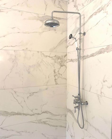 Tiles For Shower Walls, Large Format Tile Shower Wall, Large Bathroom Tiles, Master Bath Shower Tile, Tile Shower Shelf, Stone Shower Floor, Large Tile Bathroom, Large Shower Tile, Marble Shower Walls