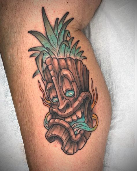 Tiki Tattoos For Men, Tiki Hut Tattoo, Tiny Tiki Tattoo, Tiki Cocktail Tattoo, Tiki Head Tattoo, Tropical Tattoo, Tiki Tattoo, Sunny Vacation, My Buddy