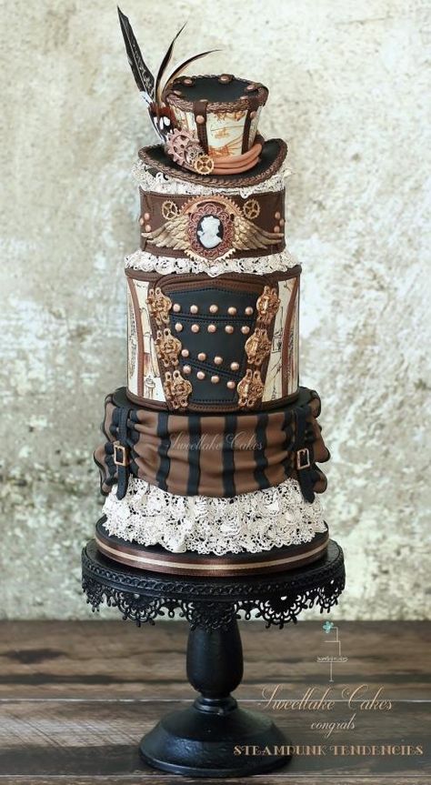 Steampunk cake - Cake by Tamara Steampunk Wedding Cake, Gothic Cake, Punk Wedding, Cake Wrecks, Gateaux Cake, Steampunk Wedding, Unique Cakes, Cupcake Cake, Gorgeous Cakes