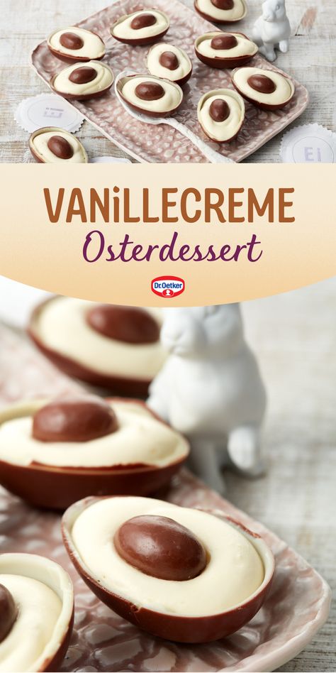 Schnelles und witziges Dessert in halbierten Ü-Eiern® zu Ostern. Einfache Vanillecreme in Überraschungs-Eiern® serviert. Dr. Oetker Rezepte, Osterrezepte, Oster Rezepte, Osterrezepte Brunch, Osterdessert Rezepte, Osterdessert im Glas, Ostern, Osterbrunch Rezepte, Osterbrunch Ideen Oster Dessert, Oster Brunch, Ostern Vegan, Brunch Party Recipes, Easter Menu, Brunch Party, Party Snacks, Easter Recipes, Soul Food