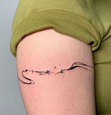 Open Chest Tattoo, Dust To Dust Tattoo, Flowy Tattoo, Thigh Band Tattoo, Best Leg Tattoos, Stars Tattoo, Парные Тату, Arm Band Tattoo, Cute Tiny Tattoos