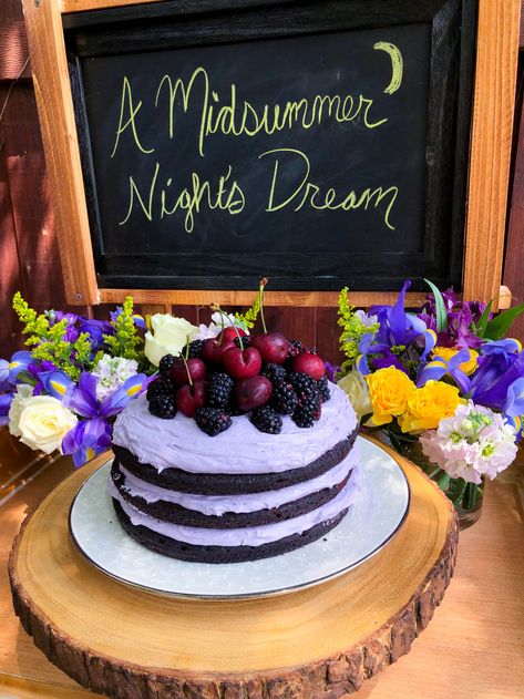 Chocolate Lavender Dream Cake A Midsummer Night's Dream Party, Midsummer Night's Dream Party, Lavender Frosting, Pink Lemonade Blueberry, Midsummer Nights Dream Party, Sour Cherry Jam, Purple Food Coloring, Lavender Cake, Cherry Sauce