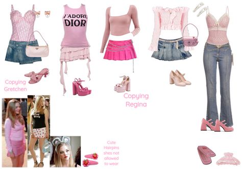 Mean Girls Karen Smith Outfit, Karen Smith Outfit Ideas, Karen Mean Girls Outfit, Mean Girls Outfits Inspiration, Karen Smith Outfit, Karen Smith Aesthetic, Pink Strap Heels, Karen Outfit, Mean Girls Fashion