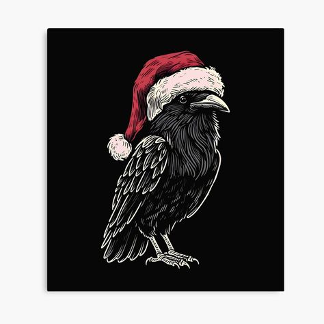 Get my art printed on awesome products. Support me at Redbubble #RBandME: https://www.redbubble.com/i/canvas-print/Christmas-Raven-by-CreepyCornerArt/164192939.5Y5V7?asc=u Goth Christmas Art, Scary Christmas, Cool Christmas, Alternative Christmas, Dark Christmas, Spirit Animals, Bird Design, Christmas Aesthetic, Christmas Designs