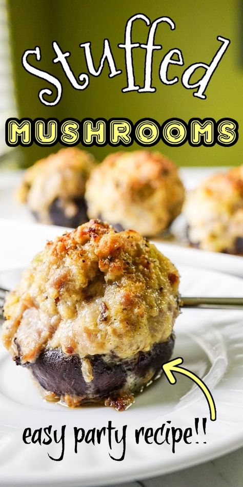 Stuffed Mushrooms With Hamburger Meat, Italian Sausage Stuffed Mushrooms, Mushrooms Appetizers, Sausage Stuffed Mushrooms Easy, Stuffed Mushroom Recipes, Italian Stuffed Mushrooms, Easy Stuffed Mushrooms, Baked Stuffed Mushrooms, Easy Stuffed Mushroom Recipe