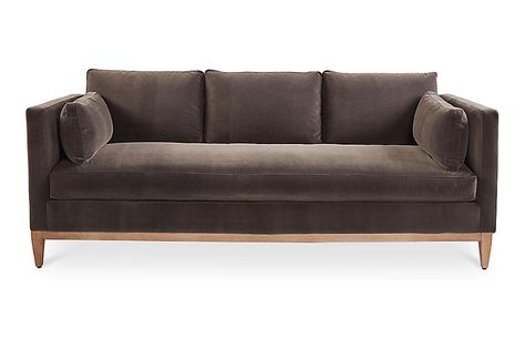 Leon Sofa, Mink Velvet - Sofas & Sectionals - Furniture - Category Landing Page | One Kings Lane Mink Velvet Sofa, Mink Sofa, Modern Country Living, Apartment Designs, Velvet Sofas, Blue Velvet Sofa, Family Room Furniture, Velvet Furniture, Bolster Pillows