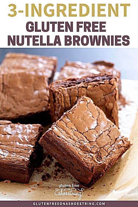 Brownies Chewy, Microwave Desserts, 3 Ingredient Nutella Brownies, Easy Gluten Free Desserts, Nutella Cake, Nutella Brownies, Gluten Free Brownies, Delicious Brownies, Gf Desserts