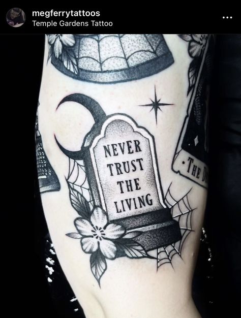 Beetlejuice Tattoo Never Trust The Living, Can I Keep You Tattoo, American Traditional Tim Burton Tattoo, Picture To Burn Tattoo, Victorian Sleeve Tattoo, Plague Doctor Tattoos, Spooky Wrist Tattoo, Harry Potter Tattoo Drawings, Michael Meyer Tattoo