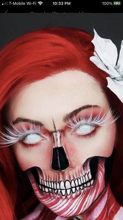 Christmas Skull Makeup, Haunt Makeup, Sfx Ideas, Xmas Makeup, Halloween Videos, Cool Makeup Looks, Art Makeup, Special Effects Makeup, Skull Makeup