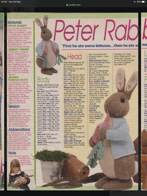 Photo found on web, this was a free pattern, given as a pullout pamphlet in woman’s weekly magazine. Alan Dart Patterns Free, Rabbit Knitting Pattern Free, Lavender Menace, Christmas Knitting Projects, Knitting Bear, Knitting Dolls Free Patterns, Alan Dart, Rabbit Knitting Pattern, Knitted Dolls Free