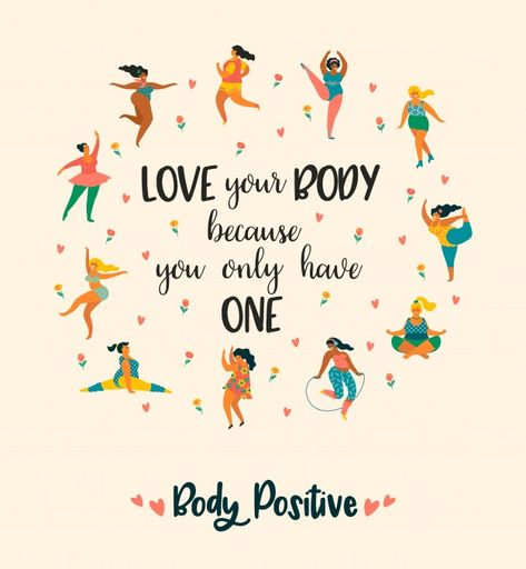 Body positive | Premium Vector #Freepik #vector #poster #love #woman #girl Uplifting Thoughts, Vector Poster, The Greatest Gift, Inspiring Women, International Women's Day, Body Positive, Graphic Editing, Woman’s Day, Sister In Law