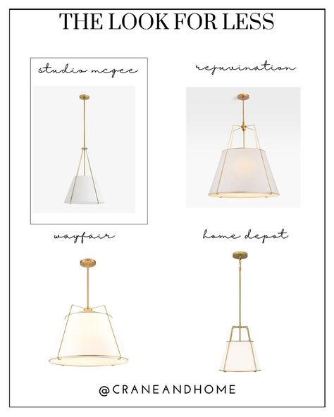 Dupes for the Mcgee & Co Heloise Pendant from Home Depot, Rejuvination, & Overstock Studio Mcgee Inspiration, Modern Traditional Dining Room, Kitchen, or Living Room Gold pendant light with shade Brass Pendant Light Over Kitchen Sink, Brass And White Kitchen Pendants, Three Kitchen Pendant Lights, Kitchen With Gold Pendant Lights, Shades Of Light Pendant, Studio Mcgee Island Lighting, Pendant Lights Over Kitchen Island Studio Mcgee, Drum Lighting Dining Room, Gold Pendants Kitchen