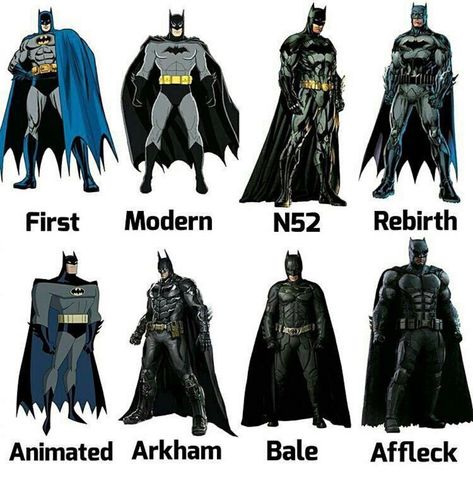 Batman Batman Over The Years, Evolution Of Batman, Batman Movie Posters, Superman Characters, Batman Suit, Batman Concept, Batman Armor, I'm Batman, Batman Pictures