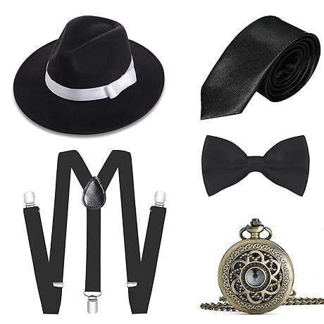 Amazon.com Shopping Cart Vintage Suit And Tie Accessories For Black Tie, Mens Gatsby Costume, Gangster Costume, Gangster Costumes, Mens Fedora Hat, 1920s Men, Gatsby Costume, Mens Fedora, Wide Brim Fedora