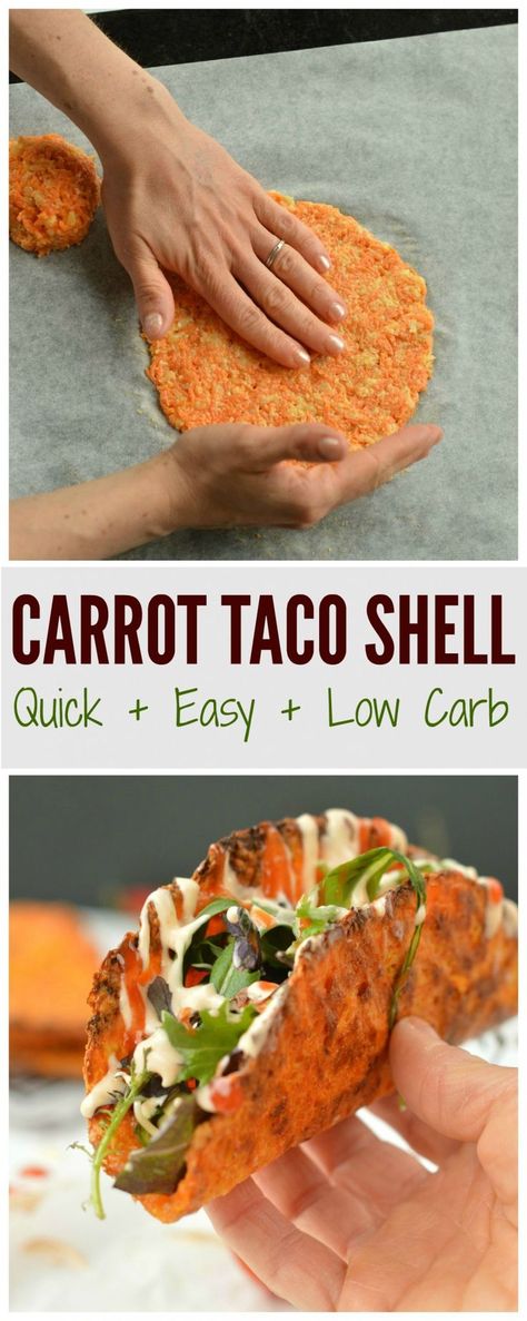 Carrot Taco Shell a quick and easy low carb finger food for lunchtime or a fun appetizer to share with friends. Only 4 ingredients, Gluten free recipe option provided. #taco #appetizers #healthy #glutenfree #carrot #lowcarb #appetizers #fingerfood Taco Shell, Taco Shells, Gluten Free Recipe, Resep Diet, Healthy Tacos, Taco Stuffed Shells, Best Appetizers, Dinner Rolls, Finger Food