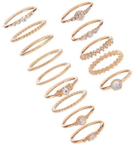 Forever 21 Assorted Stackable Ring Set Jewlery Rings, Forever Rings, Stackable Ring Sets, Wrap Bangles, Forever 21 Jewelry, Gold Ring Sets, Solid Gold Rings, Chic Jewelry, Stackable Ring