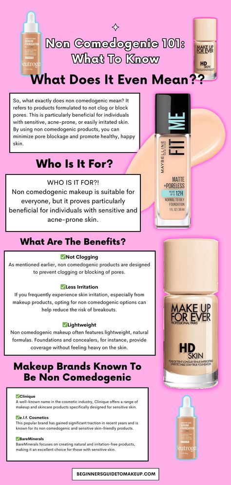 Understanding your makeup terms is a crucial step for beginners, especially when starting out. Knowing the difference can elevate your makeup routine and help you determine what works best for your skin. Today, we will delve into a widely used term in beauty products: non comedogenic. Get ready to learn all about non comedogenic makeup. Noncomedogenic Makeup, Non Comedogenic Makeup, Makeup Basics, New York Fits, Makeup Bag Essentials, Face Makeup Tips, Basic Makeup, Apply Makeup, Minimize Pores