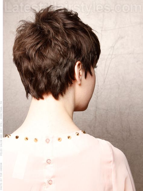 Indie Princess Simple Pixie Hairstyle with Texture Back View Short Hair Cuts For Round Faces, Short Hair Back, Thick Wavy Hair, Haircuts For Wavy Hair, Funky Hairstyles, Haircut Hairstyle, Short Pixie Haircuts, Short Hair Styles Easy, Back View