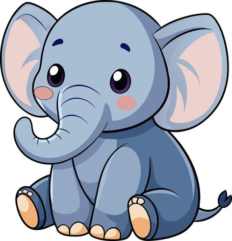 Elephant Clipart Cute, Elefante Drawing, Cute Elephant Drawings, Cartoon Elephant Drawing, Cartoon Elephants, Kawaii Elephant, Safari Animals Clipart, Elephant Icon, Cute Elephant Cartoon